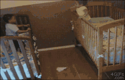 topfunnystuff:4gifs:  Siblings wont be kept apart. [vid]  how strong is that toddler, like wow