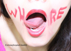 extremefoxytail:  A close-up of this whore’s mouth.  More pics to come soon… Extremefoxytail (my extreme blog) Foxytail11 (my main blog) 