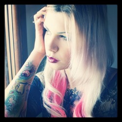 ultima-suicide:  #ultima #pinkhair #tattoo #suicidegirls #selfie #blonde 