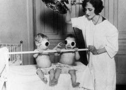biomedicalephemera:  Babies From Space …ok, just babies in a sun-bed. These babies in an orphanage are getting a sun-bath, which was once a common procedure during the winter months in order to stave off vitamin D deficiency in those who couldn’t