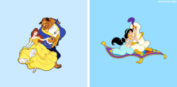 mouseavenger:  Disney’s canon couples Belle x The Beast //  Aladdin x Jasmine // Charming x Cinderella // Pongo x Perdy // Mulan x Shang // Simba x Nala // Lady x Tramp // Tiana x Naveen // Pocahontas x John Smith // Hercules x Meg // Ariel x Eric