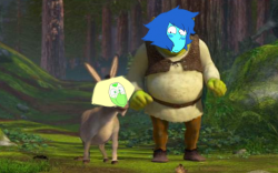 happy birthday, have a poorly edited picture of barnmates pictures edited onto shrek  (Your birthday IS today right?(multiversealpaca-dorito)yes and I couldn’t have asked for a better present