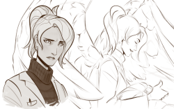 romans-art:some sketches of Actual Angel Mercy from my fic “and sink to human shape”