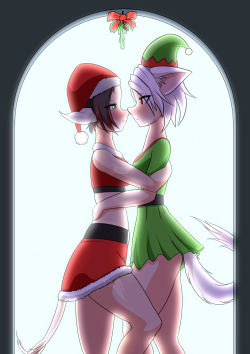 Unloading Commissions (7/7)Final commission from this year, a gift for one of  XarcesTheDelicious friend&rsquo;s for Christmas. Sharing a tender moment under the mistletoe. â€¨ Links: - Patreon - Ekaâ€™s Portal - SFW Art