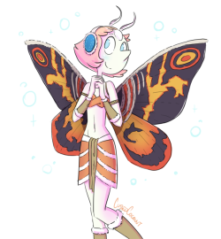cubedcoconut:I made Pearl a Mothra costume for Halloween!
