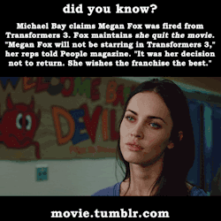 kirby-star-rider:  high-femme-jigglypuff:  movie:  Why Megan Fox quit Transformers 3  Why michael bay’s movies are shitty anyway  Wow this guy is so fucking disgusting.  