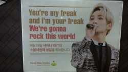 yg-spandababy:  Shinee fans celebrating Key upcoming birthday with a poster in the Seoul metro