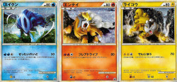 pokescans:  Shiny Suicune, Entei, and Raikou promo cards