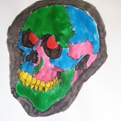 Another skull study. My 9 year old daughter colored it for me, haha.  So proud. #skulls #mattbernson