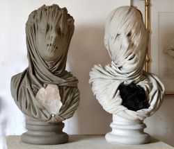 sixpenceee:The Blessed &amp; The Damned by Livio Scarpella. This is made of marble, quartz and amethyst.