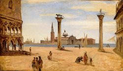 gandalf1202:  Camille Corot - Piazzetta di San Marco, Venice [1828-34] on Flickr. [Musée du Louvre, Paris - Oil on canvas] 