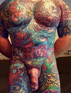 thinkedjink: My tattoo body suit   Look at me on http://thinkedjink.tumblr.com 💦💦💦💦💦💦💦💦  Your full body tattoo suit is amazing to view.  Would love to see it up close and personal - WOOF