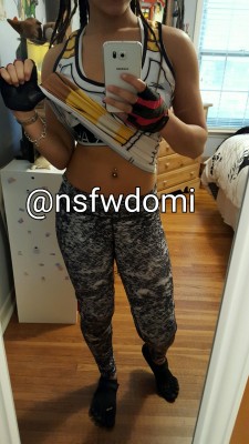 nsfwdomi:  nsfwdomi:   New selfie set alert lol Decided to do a different kind of selfie set. I did this after I got back from the gym lol I go from full gym attire to nothing. And there’s maybe a toy involved ;)I will be selling this until April 16th.