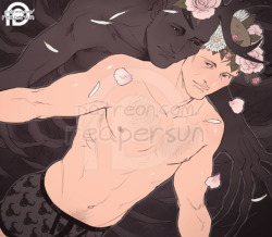Support me on Patreon =&gt; Reapersun on PatreonNovember’s calendar pic~ Two sweet innocent boys with chrysanthemums and peonies~~Link to calendar~