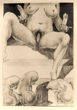 howsaucy:Martin Van Maele, illustration to La trilogie érotique by Paul Verlaine published in Brussels, 1931.