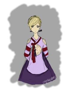 crytheskies:  Temari in a hanbok. Sorry if I got the clothing wrong. Also, lineart because I am crap at drawing.