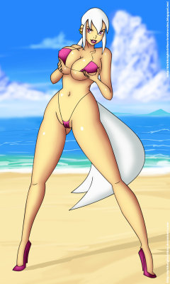 fandoms-females:beach_charmcaster_by_darkknightstrikes ( Cartoon Madness # 12 - Wait who wears heels at the the beach )  ;9