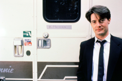 welcometotwinpeaks:  Kyle MacLachlan, all suited up in front of his trailer. ◭ Welcome to Twin Peaks ◭ http://ift.tt/1c3Q8Kv via http://ift.tt/OF8QRD 
