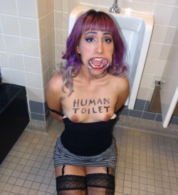 masterlovehurts:  “How many men have pissed down my throat?” Kelsey wondered. “I mean, not even in the three years I’ve worked as a urinal, but just today. I have no idea. I keep telling myself I’ll find another job but-”Her thoughts were