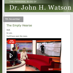 dudeufugly:  #JohnWatsonLives  John Watson’s blog updated 