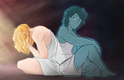 arianwen44:  “I’m still here.” I feel like that could work from either perspective… either Achilles is heartbroken that he’s been left behind, or Patroclus is trying to reassure Achilles that he’s still with him even now. I’M SORRY. 8D 