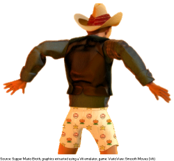  In the microgame &ldquo;How the West Was Really Won&rdquo; in WarioWare: Smooth  Moves, failing results in the cowboy&rsquo;s underwear being revealed, which  features Super Mario World power-up sprites.  