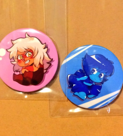 bubbled jasper and trapped lapis can badges