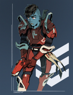 e-h-macmillan:  my blue boy again. with my lovely hand cannon.(also the Awoken Queen is HOT)