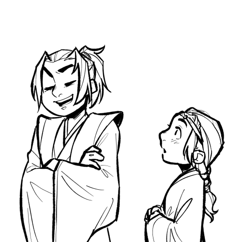 acutebird-fics:  “Heh. Notice anything different, Lan Huan?”“Mingjue-xiong is so tall, now! If I were to stand on his shoulders, my head would surely touch the sky.”“…!”(i need everyone to stop what they’re doing and think about the fact