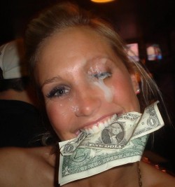 filthandperversion:  The 3$ slut… She’s so happy with her earnings.