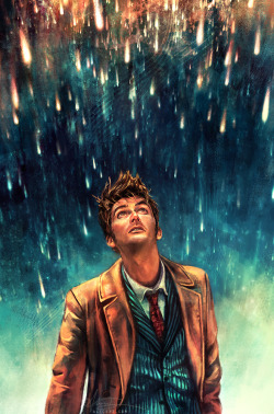 alicexz:  I was commissioned by Big Chief Studios to do some more Doctor Who artwork for official BBC licensing! This is a portrait of the Tenth Doctor called “The Turn of the Universe,” it goes with my Eleventh portrait “The Roar of Our Stars.”