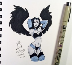 callmepo: Tiny doodle of Victoria’s Secret Alt Angel Raven.  One more for the night since I will be busy all Sunday.   [Come visit my Ko-fi and buy me a coffee green tea!]    ;9