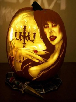 Sweet pumpkin carved art of Elvira