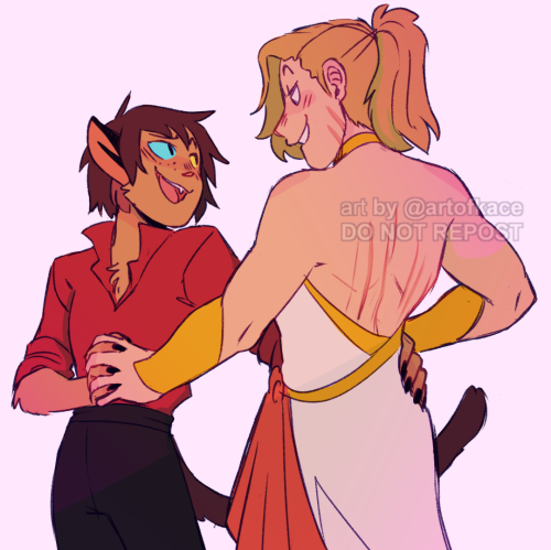 artofkace:   more future catradora princess prom fun for a ko-fi request!   (Adora’s scars are from the battle that the end of s1, please do not make weird comments about them) 