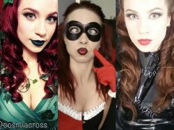 cosmiacross:  When you’re the #gothamcitysirens all on your own hahah.   #poisonivy #harleyquinn #catwoman #dc #boobs 