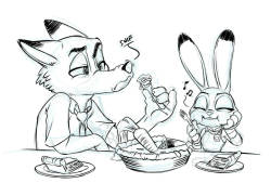 Quick sketch in celebration of Pi (3.1416) day, the two take the time to enjoy a nice carrot pie.&hellip;. I’m thinking Nick was hoping for blueberry pie.PS: Go watch Zootopia&hellip; again. 