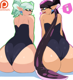 zeromomentaii: Squid Sister Fun.  Well It’s fun drawing their butts anyway. High Res+Source files on Patreon  &lt; |D’‘‘‘‘‘‘‘‘@slbtumblng
