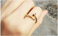 yoyomelodydress:  Gold Simple Screw Design Ring 