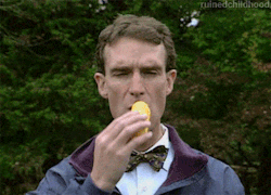 ruinedchildhood:  Here’s a gif of Bill Nye eating a twinkie. 