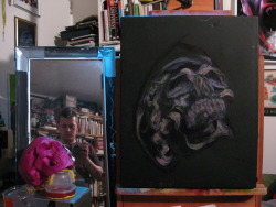Working on a skull painting now, acrylic on canvas