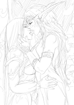 eltipodeincognito: adultart-marmar young &amp; hopefull jaina proudmoore (war craft 3) making out with tyrande whisperwind as a cultural exchange program XD Tyrande knows…  thanks ! :D