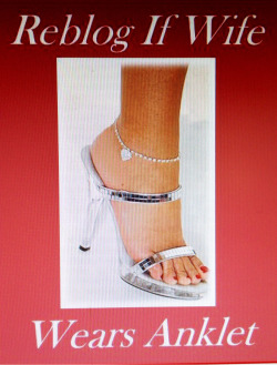 bbcloverboy:  hotwivesandcuckolds:  newworldhorny:  I wore one of these out once with my husband, it was very interesting.  Anklets: a subtle way of letting the world know your husband isnâ€™t getting any.  Yup toe rings too 