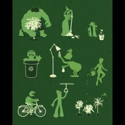 It&rsquo;s not easy being green #recycle #hulk #wickedwitch #yoda #starwars #sesamestreet #oscarthegrouch #thegrinch #drseuss #peterpan #kermitthefrog #themuppets #gumby