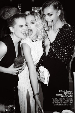 Kelly Osborne, Rita Ora, Cara Delevingne - Met Gala 2013, may 6, New York (Photographer: Mario Testino, for Vogue China, dec. 2013 issue)