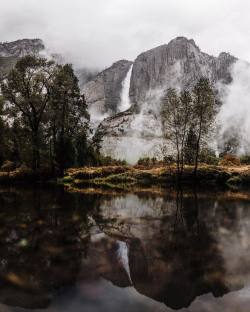 tannerwendell:  yosemite falls. merced river. yosemite. california. #visitcalifornia I spent an amazing 5 days  shooting with @scottcbakken in Northern California. We got some insane conditions during the storm that hit the west coast. Fall colors and