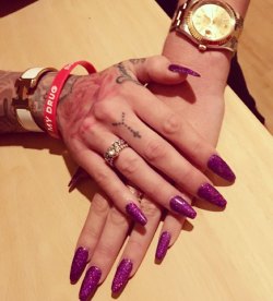 Love my purple glitter nails done @manhattannails 💯👌🏼💋 by candycharmsx