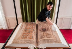 marthajefferson:  innerbohemienne:  The Codex Gigas  The Codex Gigas (or ‘Giant Book”) is also known as “The Devil’s Bible.” A curious illustration of Lucifer gives the tome its nickname. The 13th-century manuscript is thought to have been created