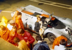 vintageclassiccars:  Steve Mcqueen and Gulf Porsche. 