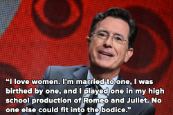 notnumbersix:  micdotcom:  Stephen Colbert pens hilarious and important feminist op-ed Who runs the world? If Stephen Colbert could have his way: women. In an op-ed for Glamour magazine, the future Late Show host pushes for equal rights and treatment