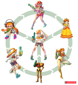 supersatanson:  judgment-boy:  supersatanson:  FInished the Orange hexafusion!Featuring Princess Daisy, Samus, and Squid girl! - Patreon - Tumblr - Lust Planet-  You have no idea what that Daisy + Inking combo does to me. Thank you.   I have strong feels
